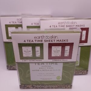LOT OF 4 earth to skin Tea Time Sheet Masks Anti Aging Firming